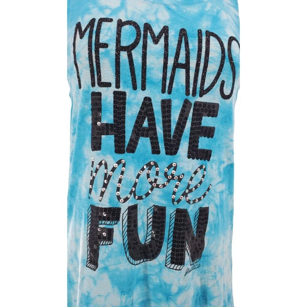 Justice 16 XL Girls' Mermaid Swim Cover-up Dress Tie-Dye Sequin Glitter Bling